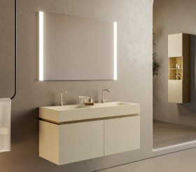 Ensemble meuble et vasque en Hi-Macs® | 2 tiroirs - 3906