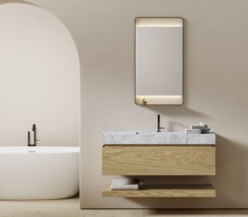 Ensemble meuble et vasque Hi-Macs® Carrara | 1 tiroir - 3904