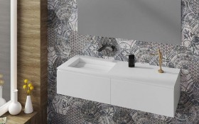  Plan Vasque CORIAN® + Meuble Suspendu en MDF - 2 Tiroirs Alignés | 3203