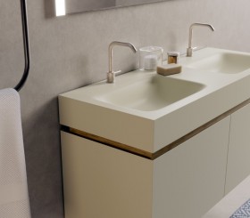 Ensemble meuble et vasque en Hi-Macs® | 2 tiroirs - 3906