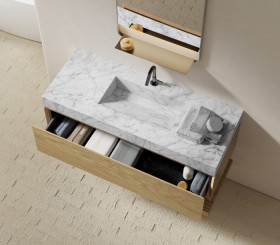 Ensemble meuble et vasque Hi-Macs® Carrara | 1 tiroir - 3904