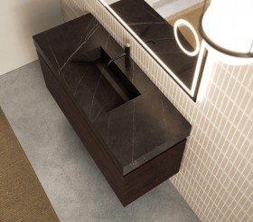 Ensemble meuble et vasque Hi-Macs® Marquina | 2 tiroirs - 3905 