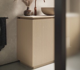 Meuble au sol 3D + lavabo à poser | 2 tiroirs - 3908